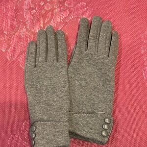 Gray Gloves with Button Detail